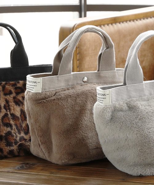 KOBE LETTUCE(コウベレタス)の「エコファートートバッグ(トートバッグ・レディース・ブラック/ベージュ/グレー/ピンク/アイボリー/モカ/レオパード・FREE)」の5枚目の写真