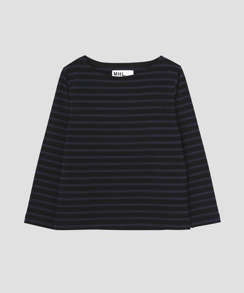 MHL.（エムエイチエル）の「NAVAL STRIPE JERSEY（Tシャツ/カットソー・レディース・オフホワイト/ブラック/グリーン・2）」の2枚目の写真
