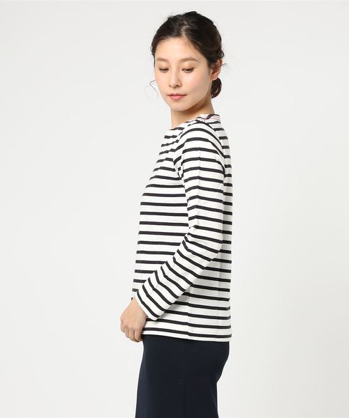 MHL.（エムエイチエル）の「NAVAL STRIPE JERSEY（Tシャツ/カットソー・レディース・オフホワイト/ブラック/グリーン・2）」の7枚目の写真