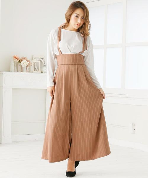 Doula Doula（ドゥーラドゥーラ）の「ストライプワイドサロペット（サロペット/オーバーオール・レディース・ベージュ/ブラック・M/L）」の3枚目の写真