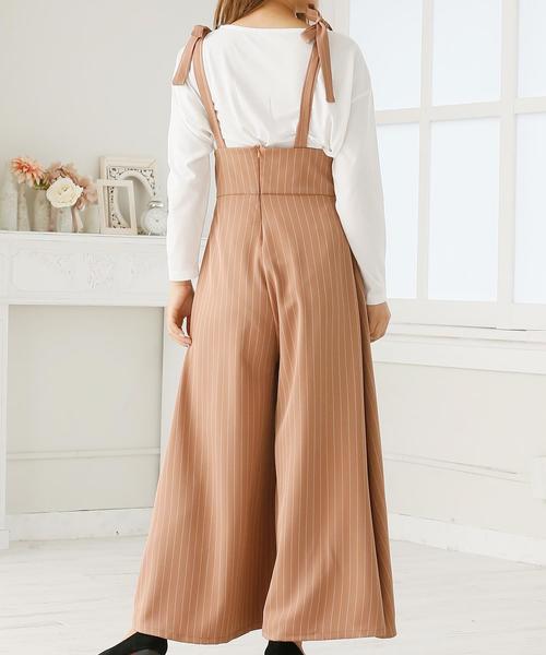 Doula Doula（ドゥーラドゥーラ）の「ストライプワイドサロペット（サロペット/オーバーオール・レディース・ベージュ/ブラック・M/L）」の6枚目の写真