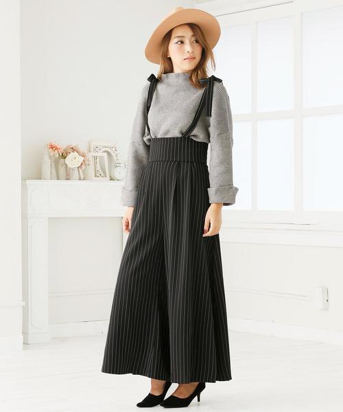 Doula Doula（ドゥーラドゥーラ）の「ストライプワイドサロペット（サロペット/オーバーオール・レディース・ベージュ/ブラック・M/L）」の12枚目の写真