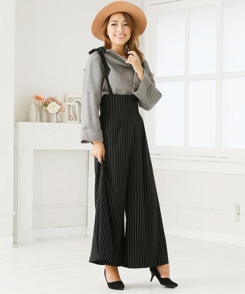 Doula Doula（ドゥーラドゥーラ）の「ストライプワイドサロペット（サロペット/オーバーオール・レディース・ベージュ/ブラック・M/L）」の14枚目の写真