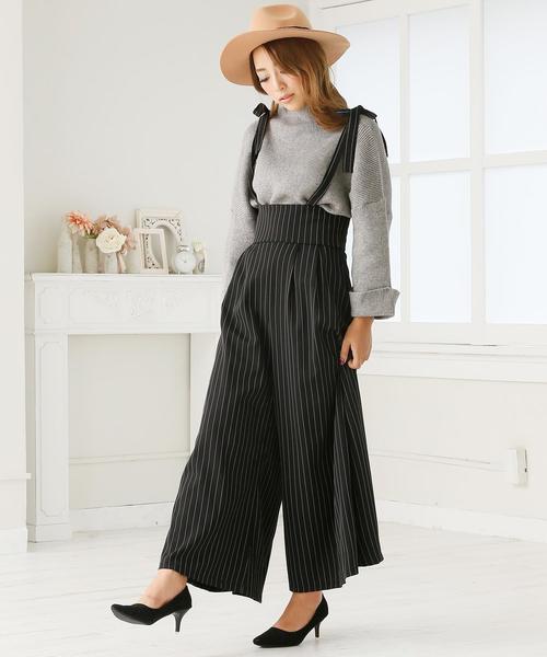 Doula Doula（ドゥーラドゥーラ）の「ストライプワイドサロペット（サロペット/オーバーオール・レディース・ベージュ/ブラック・M/L）」の17枚目の写真