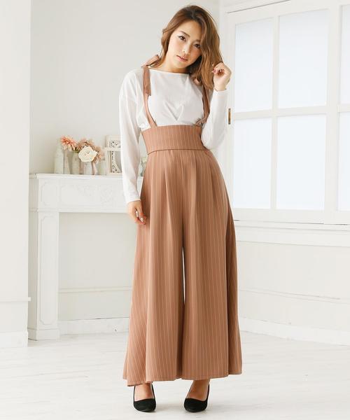 Doula Doula（ドゥーラドゥーラ）の「ストライプワイドサロペット（サロペット/オーバーオール・レディース・ベージュ/ブラック・M/L）」の19枚目の写真