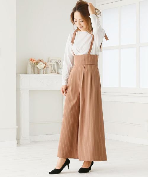 Doula Doula（ドゥーラドゥーラ）の「ストライプワイドサロペット（サロペット/オーバーオール・レディース・ベージュ/ブラック・M/L）」の20枚目の写真