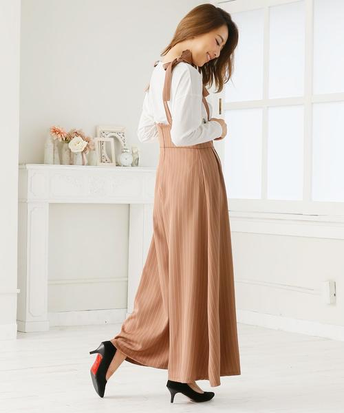 Doula Doula（ドゥーラドゥーラ）の「ストライプワイドサロペット（サロペット/オーバーオール・レディース・ベージュ/ブラック・M/L）」の22枚目の写真