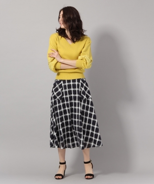 Andemiu（アンデミュウ）の「シアーチェックスカート785908（スカート・レディース・ネイビー/ホワイト・FREE）」の4枚目の写真