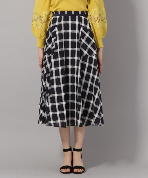 Andemiu（アンデミュウ）の「シアーチェックスカート785908（スカート・レディース・ネイビー/ホワイト・FREE）」の5枚目の写真