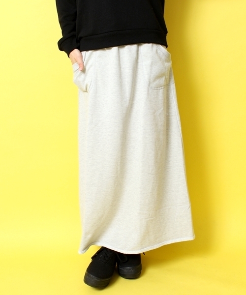 WEGO（ウィゴー）の「WEGO/裏毛マキシスカート（スカート・レディース・杢グレー/オートミール/ブルー/ネイビー・FREE）」の3枚目の写真