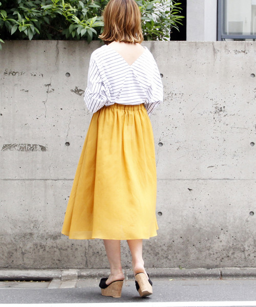 Tiara（ティアラ）の「ボリュームギャザーカラースカート（スカート・レディース・ブルーグリーン/ライラック/ピンク/イエロー・M/S）」の5枚目の写真