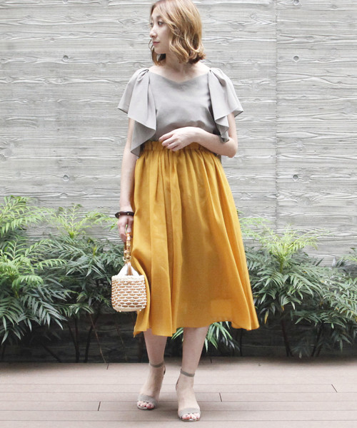 Tiara（ティアラ）の「ボリュームギャザーカラースカート（スカート・レディース・ブルーグリーン/ライラック/ピンク/イエロー・M/S）」の8枚目の写真