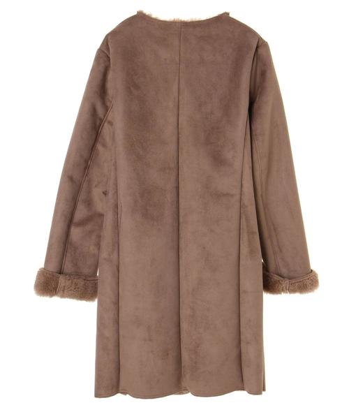 YECCA VECCA(イェッカヴェッカ)の「ノーカラーフェイクムートンコート(ムートンコート・レディース・ライトグレー/モカ・FREE)」の7枚目の写真