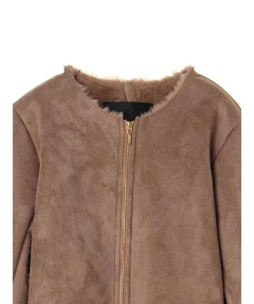 YECCA VECCA(イェッカヴェッカ)の「ノーカラーフェイクムートンコート(ムートンコート・レディース・ライトグレー/モカ・FREE)」の13枚目の写真