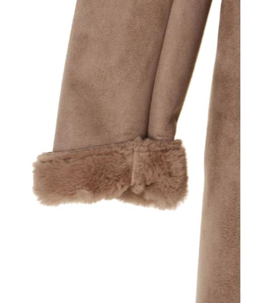 YECCA VECCA(イェッカヴェッカ)の「ノーカラーフェイクムートンコート(ムートンコート・レディース・ライトグレー/モカ・FREE)」の10枚目の写真