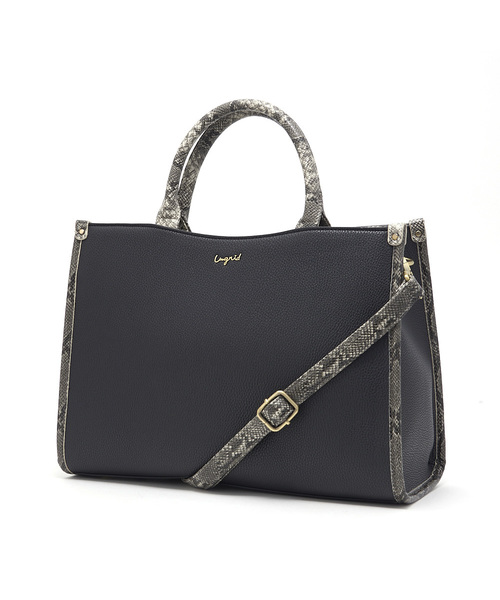 Ungrid（アングリッド）の「【Ungrid】スネークコンビトートBAG（トートバッグ・レディース・ブラック/ベージュ/グレー・FREE）」の4枚目の写真