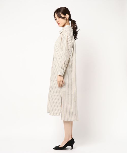 美品　PS　ポールスミス マルチストライプ ロングシャツワンピース　共布ベルト付 新品 PSポールスミス マルチストライプ ロングシャツワンピース 共布