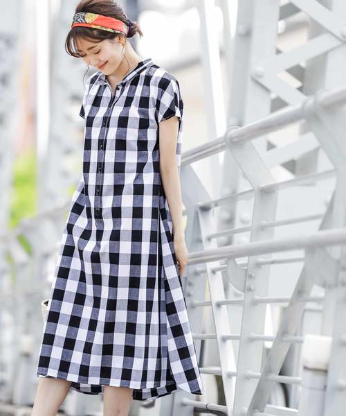 セール ブロックチェックシャツワンピース ワンピース 12twelve