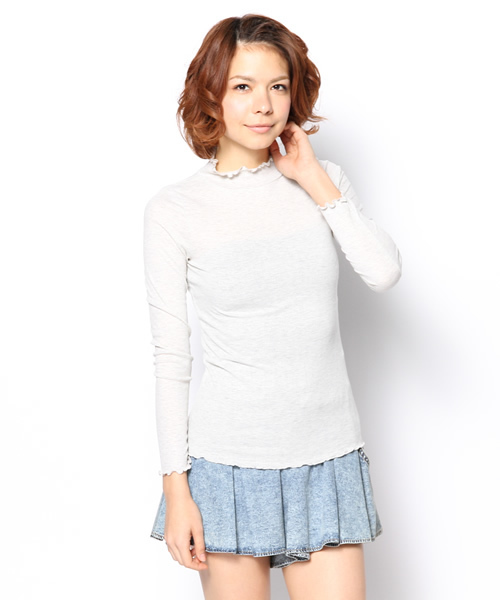 mystic（ミスティック）の「ハイネックテレコL/ST（Tシャツ/カットソー・レディース・ブラック/チャコールグレー/グレー/ベージュ・ﾌﾘ-）」の4枚目の写真