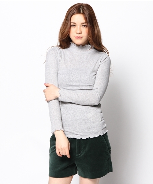 mystic（ミスティック）の「ハイネックテレコL/ST（Tシャツ/カットソー・レディース・ブラック/チャコールグレー/グレー/ベージュ・ﾌﾘ-）」の3枚目の写真