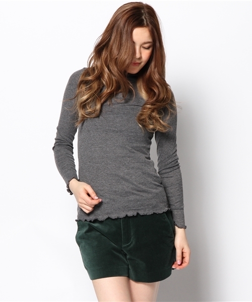 mystic（ミスティック）の「ハイネックテレコL/ST（Tシャツ/カットソー・レディース・ブラック/チャコールグレー/グレー/ベージュ・ﾌﾘ-）」の2枚目の写真