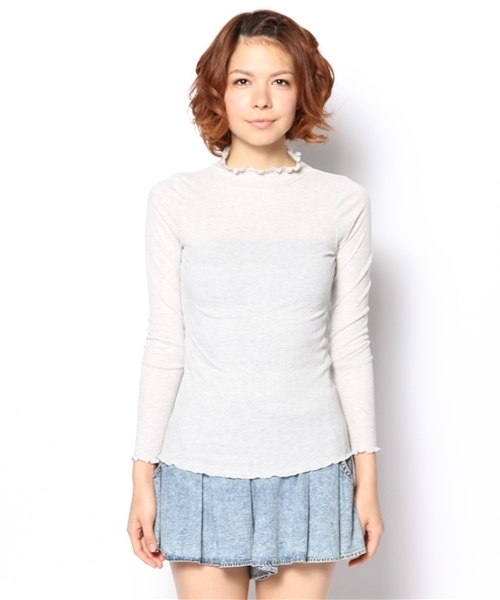 mystic（ミスティック）の「ハイネックテレコL/ST（Tシャツ/カットソー・レディース・ブラック/チャコールグレー/グレー/ベージュ・ﾌﾘ-）」の6枚目の写真