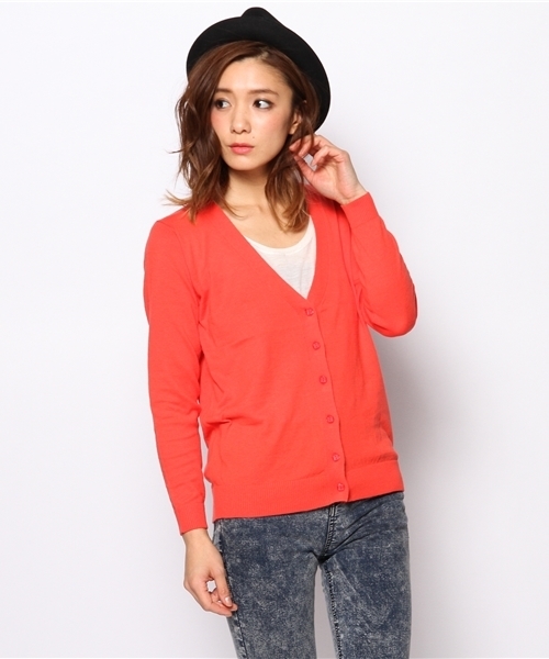 ROSE BUD（ローズバッド）の「LK-14113 V/N CARDIGAN （カーディガン/ボレロ・レディース・アイボリー/ネイビー/イエロー/レッド・ONE SIZE）」の4枚目の写真