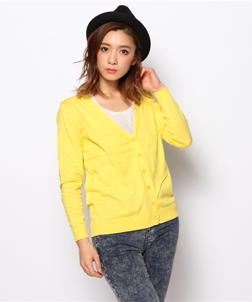 ROSE BUD（ローズバッド）の「LK-14113 V/N CARDIGAN （カーディガン/ボレロ・レディース・アイボリー/ネイビー/イエロー/レッド・ONE SIZE）」の3枚目の写真