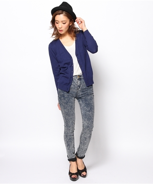ROSE BUD（ローズバッド）の「LK-14113 V/N CARDIGAN （カーディガン/ボレロ・レディース・アイボリー/ネイビー/イエロー/レッド・ONE SIZE）」の9枚目の写真