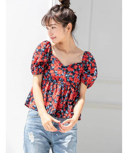 fifth（フィフス）の「カシュクール風フラワーフレアブラウス（シャツ/ブラウス・レディース・イエロー/レッド/パープル・MEDIUM）」の3枚目の写真