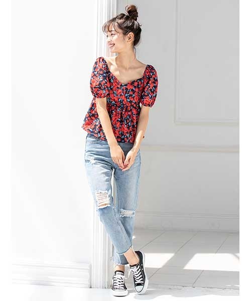 fifth（フィフス）の「カシュクール風フラワーフレアブラウス（シャツ/ブラウス・レディース・イエロー/レッド/パープル・MEDIUM）」の6枚目の写真