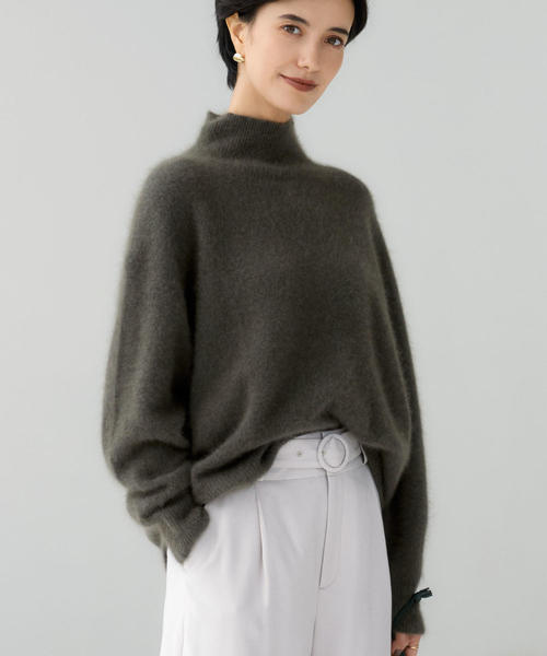 green label relaxing（グリーンレーベルリラクシング）の「FFC ヘアリー ハイネック ニット ※（ニット/セーター・レディース・パープル/レッド/オリーブ/ベージュ/モカ/ネイビー・FREE）」の19枚目の写真