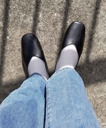 スクエアトゥフラットシューズ 2wayバブーシュ