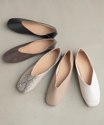 スクエアトゥフラットシューズ 2wayバブーシュ