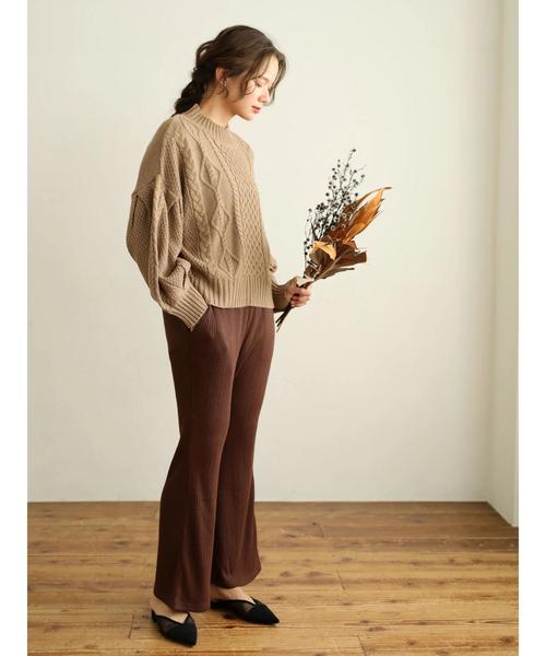 earth music&ecology（アースミュージックアンドエコロジー）の「リブフレアパンツ（その他パンツ・レディース・ブラック/ベージュ/ブラウン・M/S）」の20枚目の写真