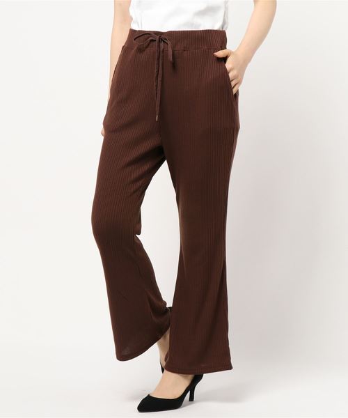 earth music&ecology（アースミュージックアンドエコロジー）の「リブフレアパンツ（その他パンツ・レディース・ブラック/ベージュ/ブラウン・M/S）」の4枚目の写真