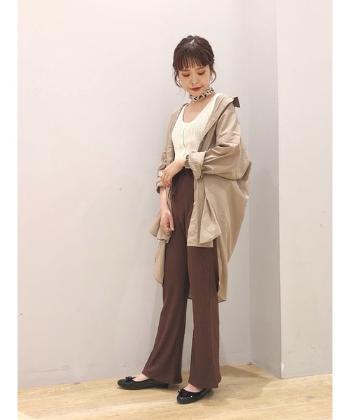 earth music&ecology（アースミュージックアンドエコロジー）の「リブフレアパンツ（その他パンツ・レディース・ブラック/ベージュ/ブラウン・M/S）」の10枚目の写真