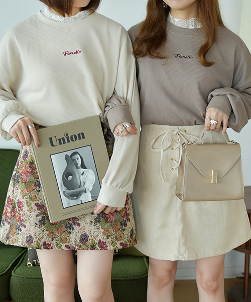 PairPair（ペアペア）の「ワッフル袖ボリュームロゴ刺繍プルオーバー（Tシャツ/カットソー・レディース・ダークブラウン/ベージュ/モカ・FREE）」の3枚目の写真