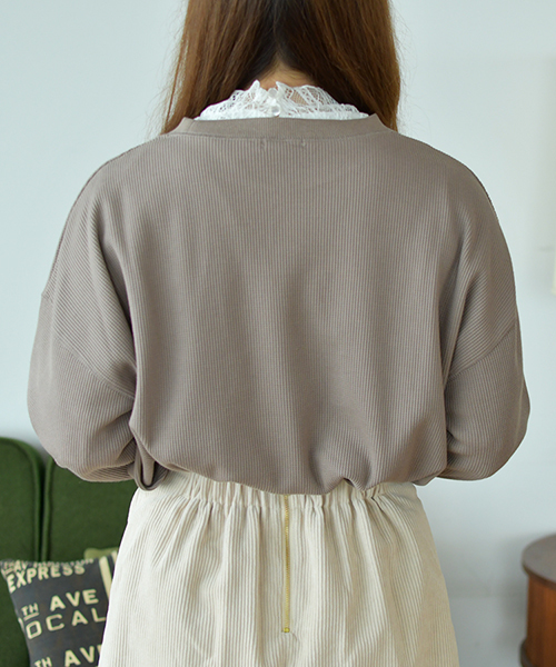 PairPair（ペアペア）の「ワッフル袖ボリュームロゴ刺繍プルオーバー（Tシャツ/カットソー・レディース・ダークブラウン/ベージュ/モカ・FREE）」の14枚目の写真