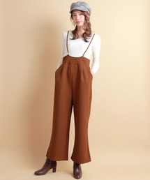 ハイウエストワイドサロペットパンツ