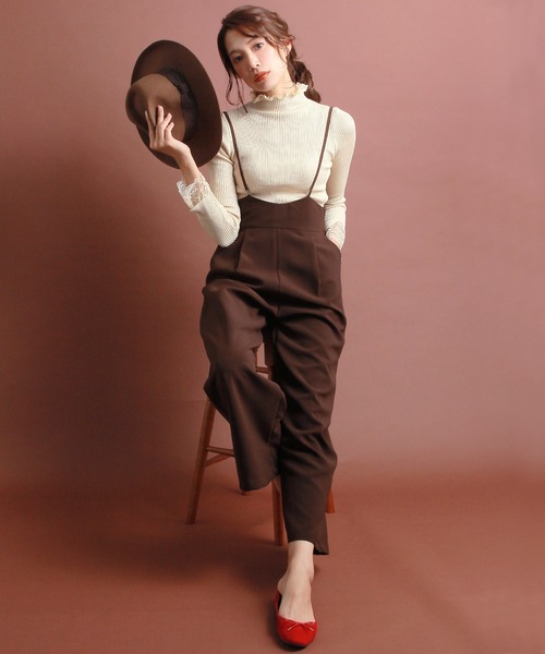 Primazel(プリマゼル)の「ハイウエストワイドサロペットパンツ(サロペット/オーバーオール・レディース・ブラック/ブラウン/キャメル・M/L)」の7枚目の写真