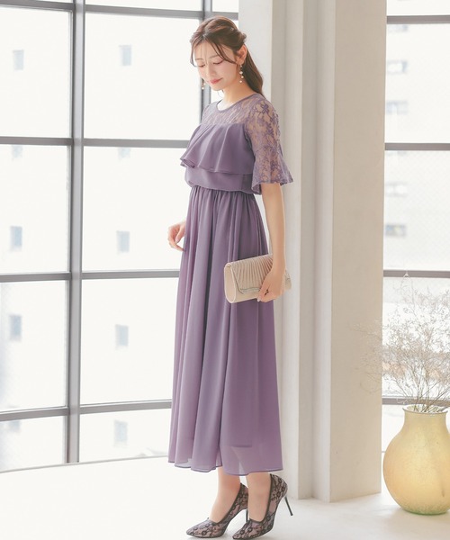 EPOCA トーションレースドレス レースフリルフレアワンピース 40 EPOCA トーションレースドレス レースフリルフレアワンピース 40