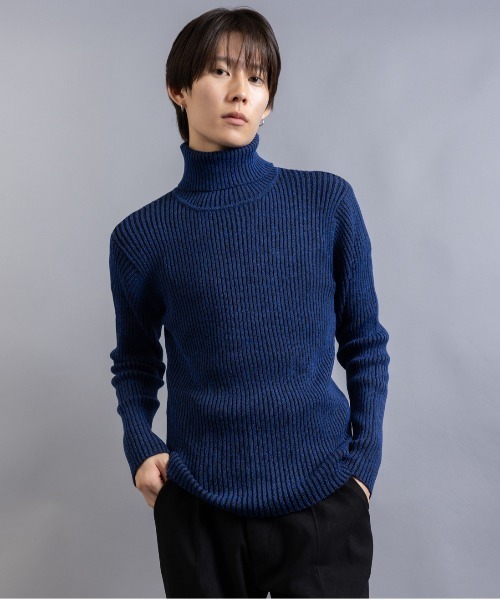 Beno（ビーノ）の「プレーティングワイドリブ ／ スキニー タートルネック セーター（ニット/セーター・メンズ・ホワイト/チャコールグレー/ライトグレー/ブラック/ブルー/ワインレッド・M/L/LL）」の6枚目の写真