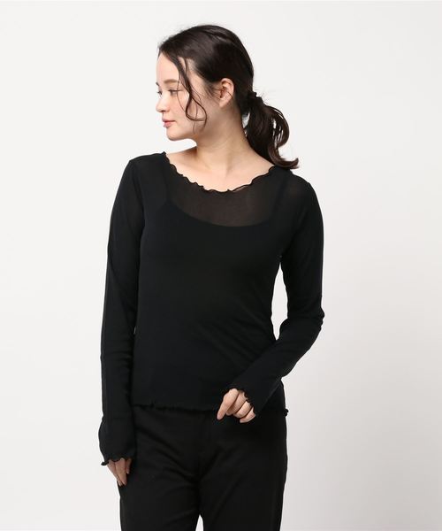 archives（アルシーヴ）の「シアークループルオーバー（Tシャツ/カットソー・レディース・ブラック/ミント/アイボリー/モカ・MEDIUM）」の3枚目の写真