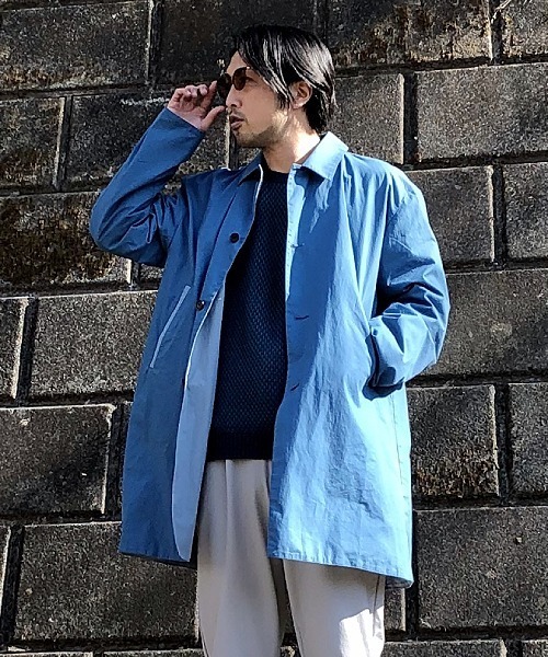 Hub&Spoke(ハブアンドスポーク)の「ステンカラーコート(ステンカラーコート・メンズ・ライトブルー/ベージュ/ネイビー・LARGE/MEDIUM/X-LARGE)」の1枚目の写真