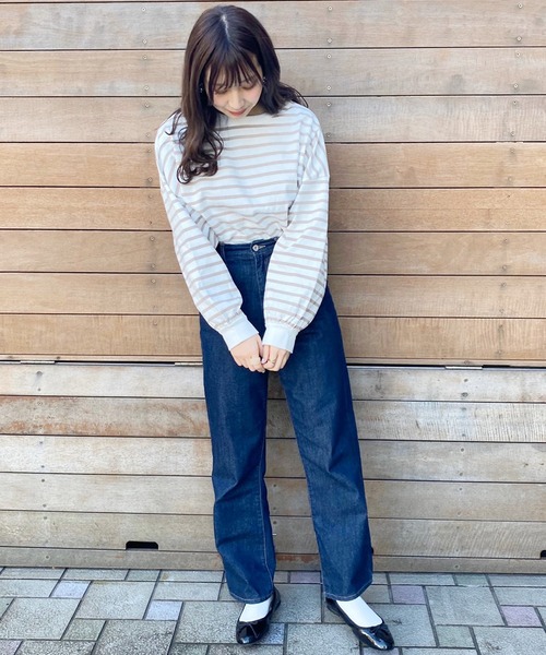 apres jour（アプレジュール）の「袖ボリュームボーダーＴ【ZOZOTOWN限定アイテム】（Tシャツ/カットソー・レディース・ライトブルー/ベージュ/オフホワイト/ピンク・フリー）」の8枚目の写真