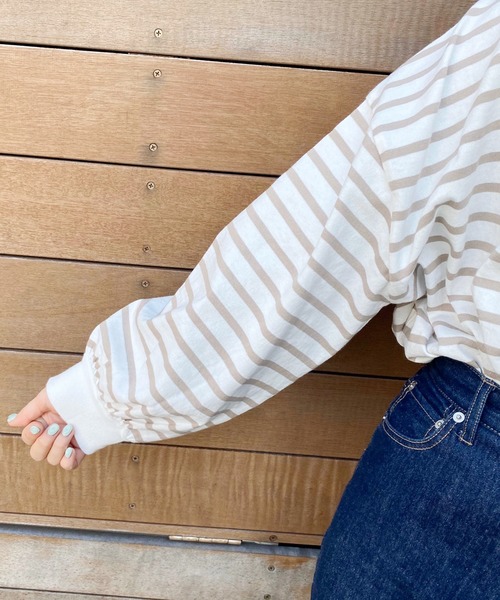 apres jour（アプレジュール）の「袖ボリュームボーダーＴ【ZOZOTOWN限定アイテム】（Tシャツ/カットソー・レディース・ライトブルー/ベージュ/オフホワイト/ピンク・フリー）」の22枚目の写真