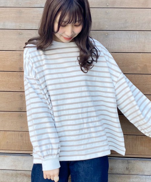 apres jour（アプレジュール）の「袖ボリュームボーダーＴ【ZOZOTOWN限定アイテム】（Tシャツ/カットソー・レディース・ライトブルー/ベージュ/オフホワイト/ピンク・フリー）」の7枚目の写真