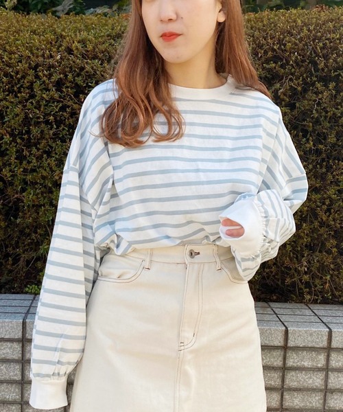 apres jour（アプレジュール）の「袖ボリュームボーダーＴ【ZOZOTOWN限定アイテム】（Tシャツ/カットソー・レディース・ライトブルー/ベージュ/オフホワイト/ピンク・フリー）」の13枚目の写真