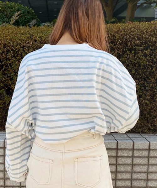 apres jour（アプレジュール）の「袖ボリュームボーダーＴ【ZOZOTOWN限定アイテム】（Tシャツ/カットソー・レディース・ライトブルー/ベージュ/オフホワイト/ピンク・フリー）」の15枚目の写真